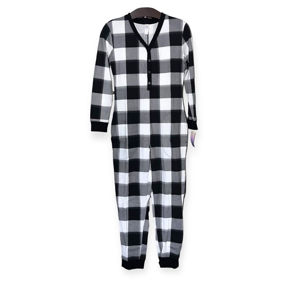 STARS ABOVE Women’s Thermal One Piece Pajamas in Black and Cream Size XS NEW - Picture 10 of 15